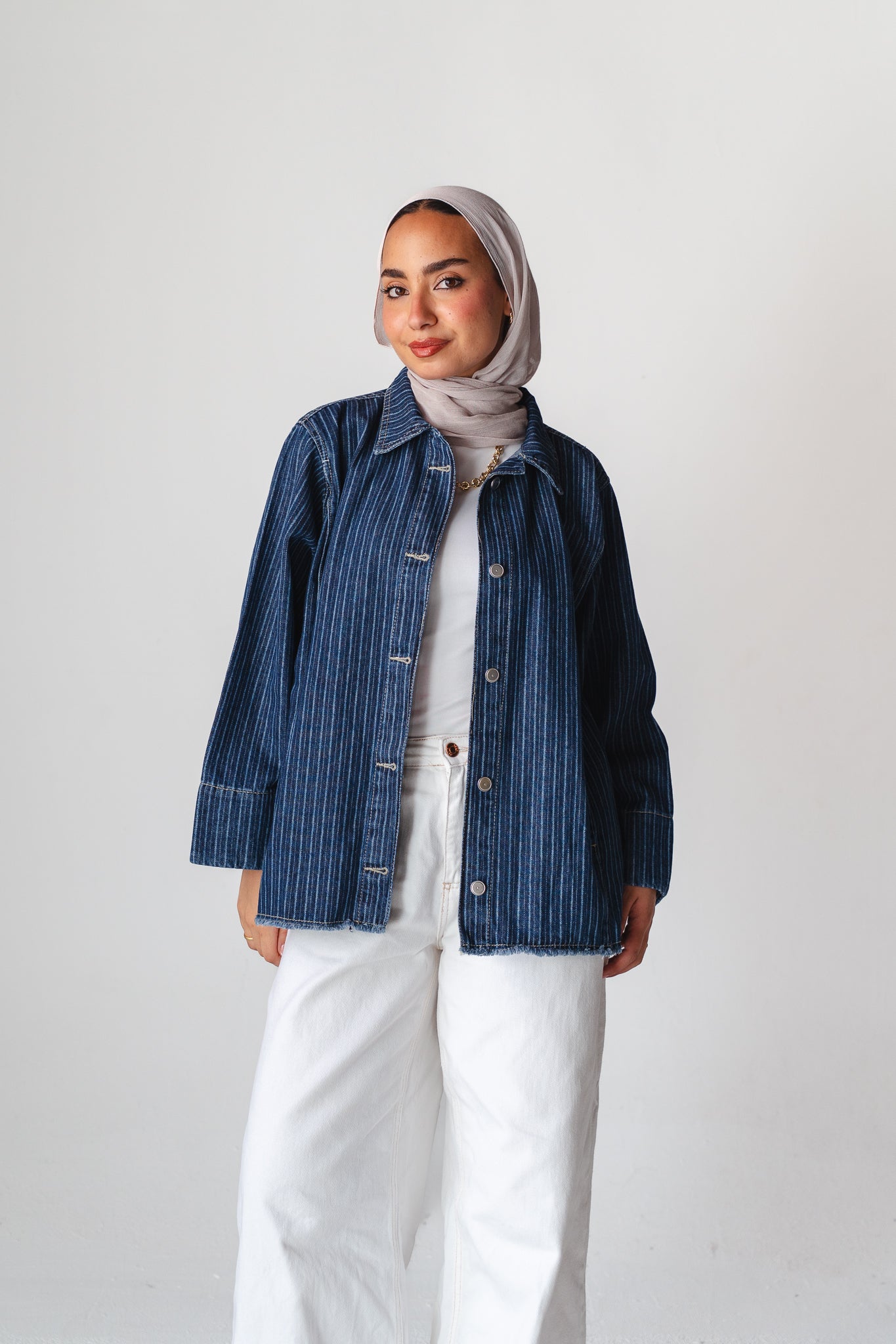 Striped Navy denim jacket
