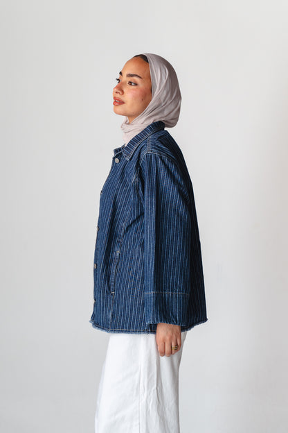 Striped Navy denim jacket