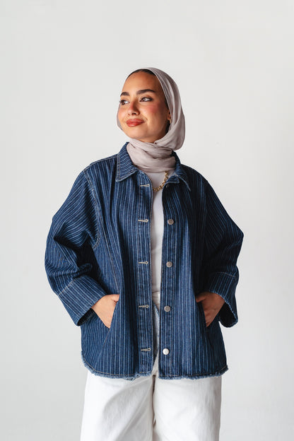 Striped Navy denim jacket