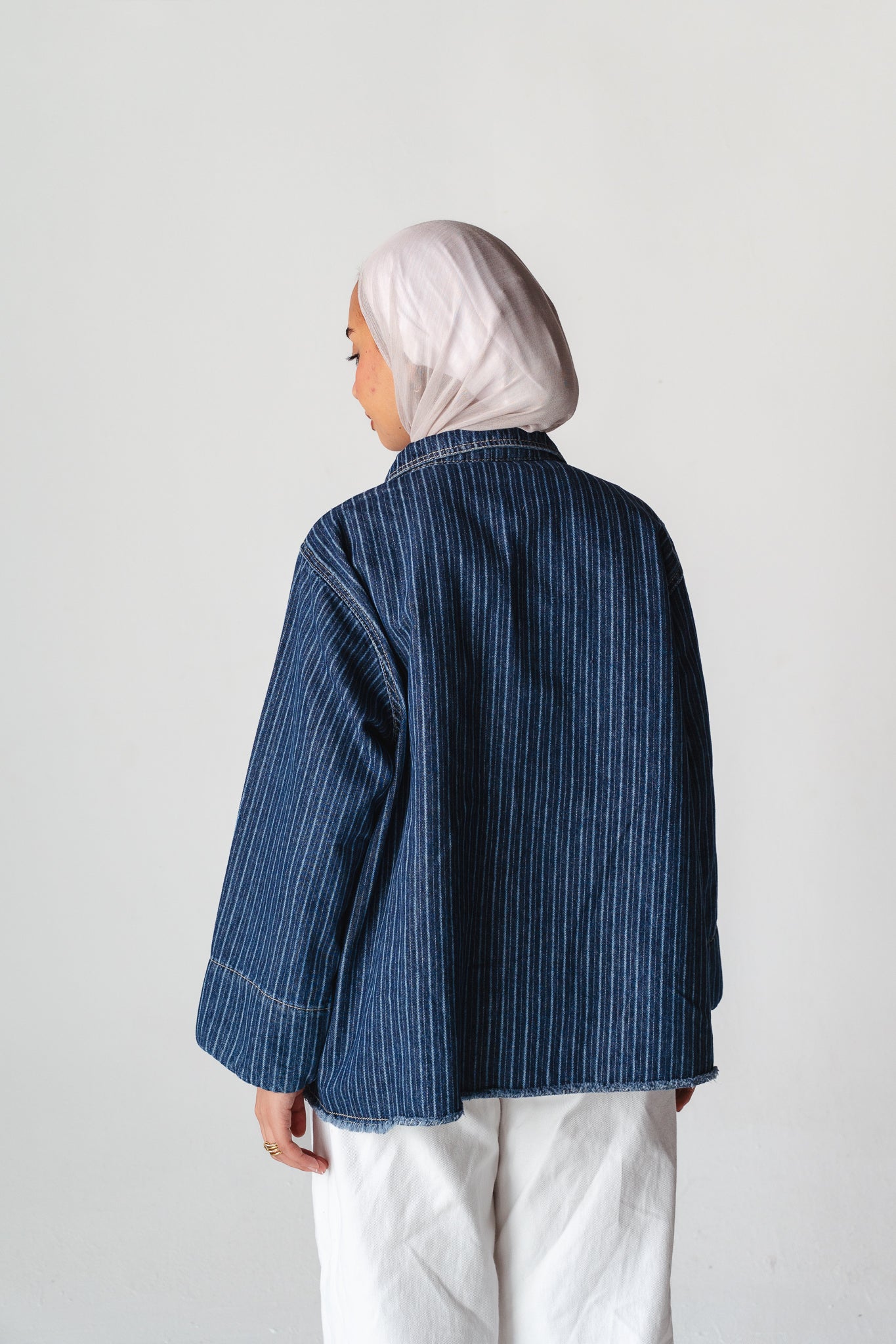 Striped Navy denim jacket