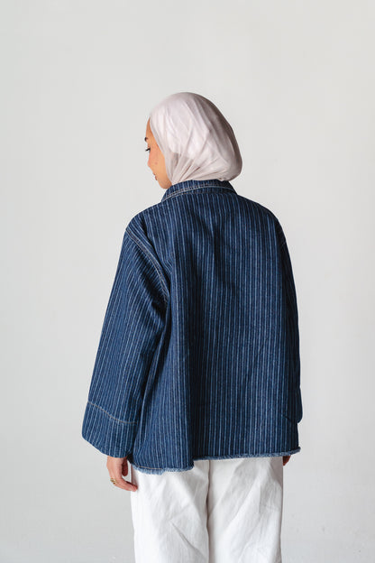Striped Navy denim jacket