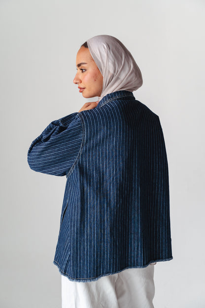 Striped Navy denim jacket