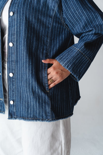 Striped Navy denim jacket