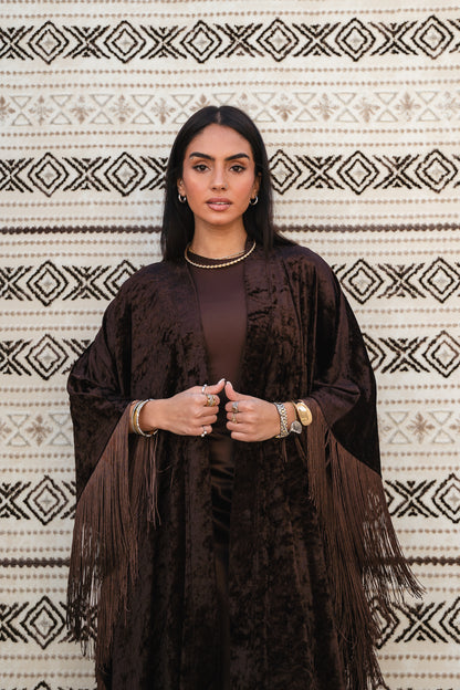 Fringe Flow Brown Cardigan