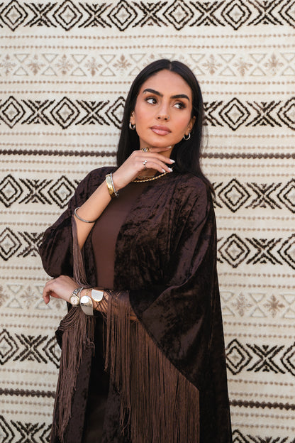 Fringe Flow Brown Cardigan