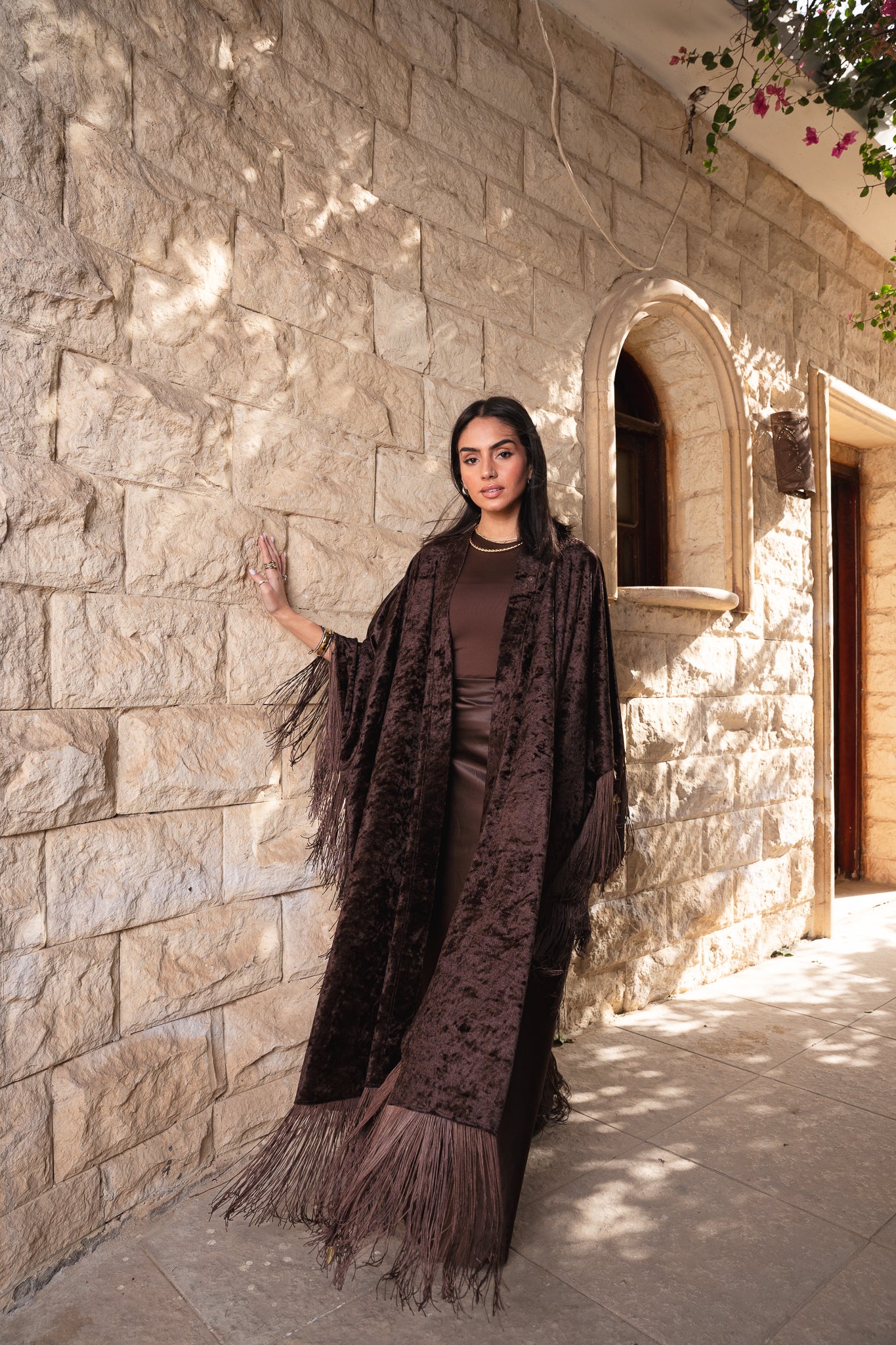 Fringe Flow Brown Cardigan