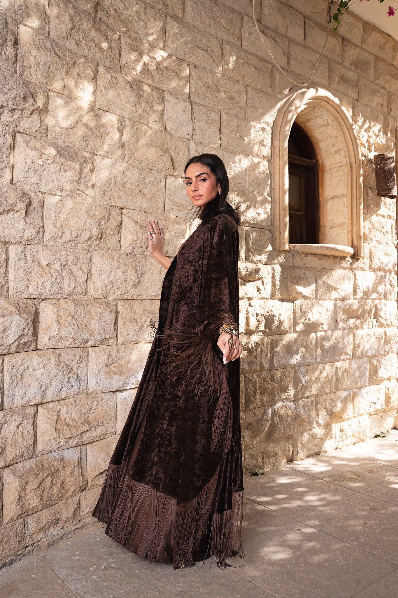 Fringe Flow Brown Cardigan