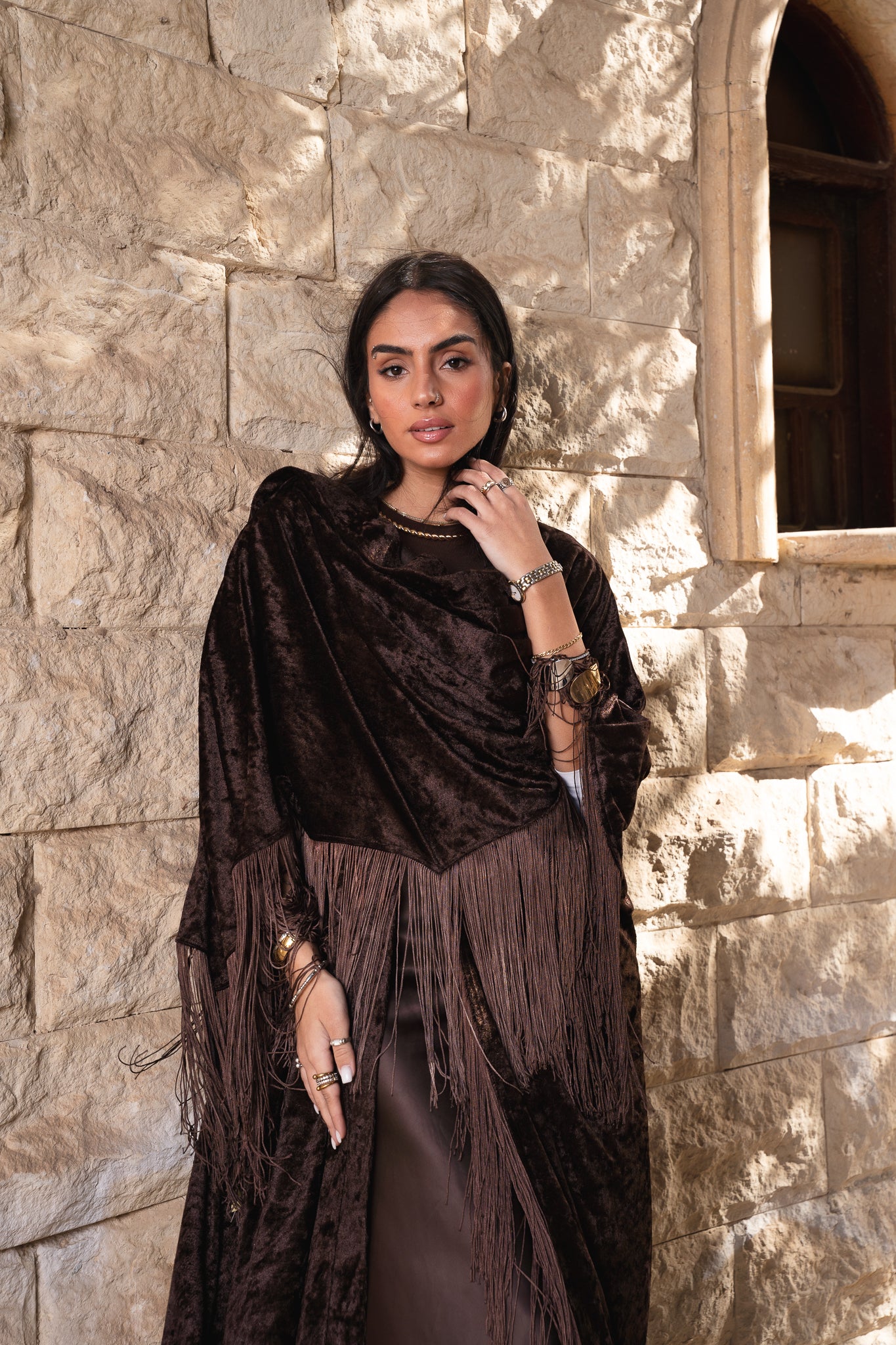 Fringe Flow Brown Cardigan