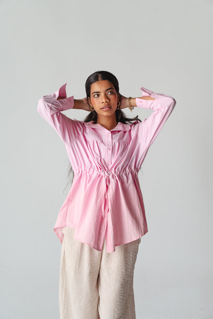 Tie-waist rose shirt