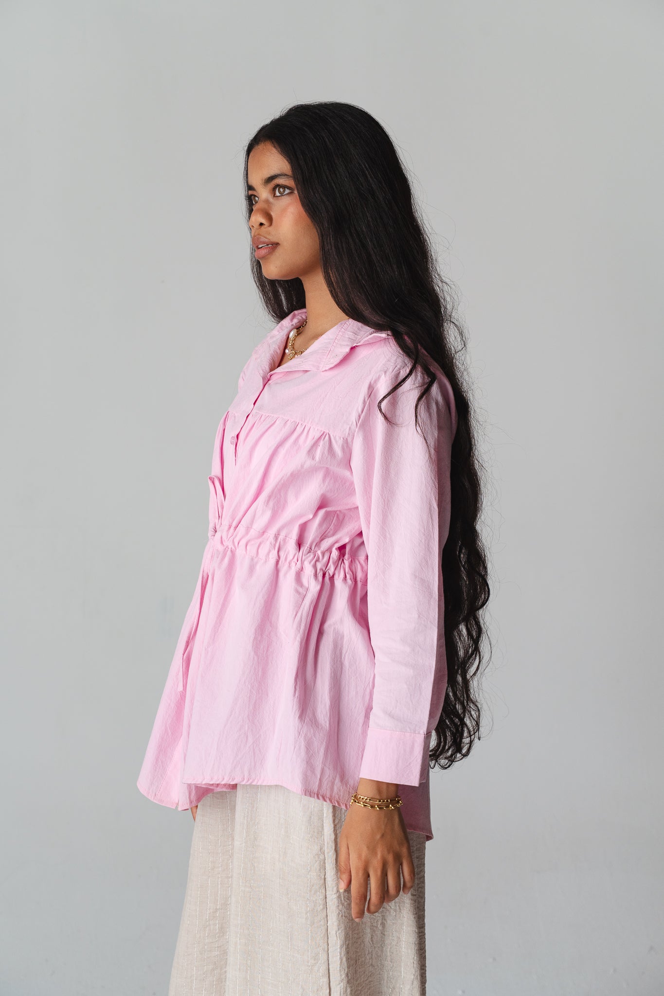 Tie-waist rose shirt