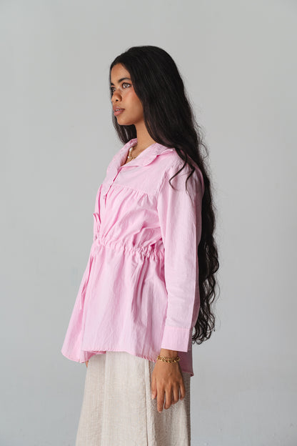Tie-waist rose shirt