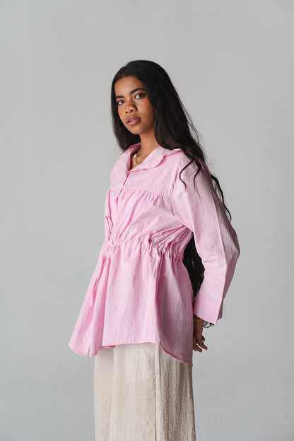 Tie-waist rose shirt