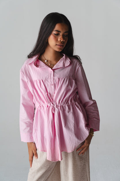 Tie-waist rose shirt