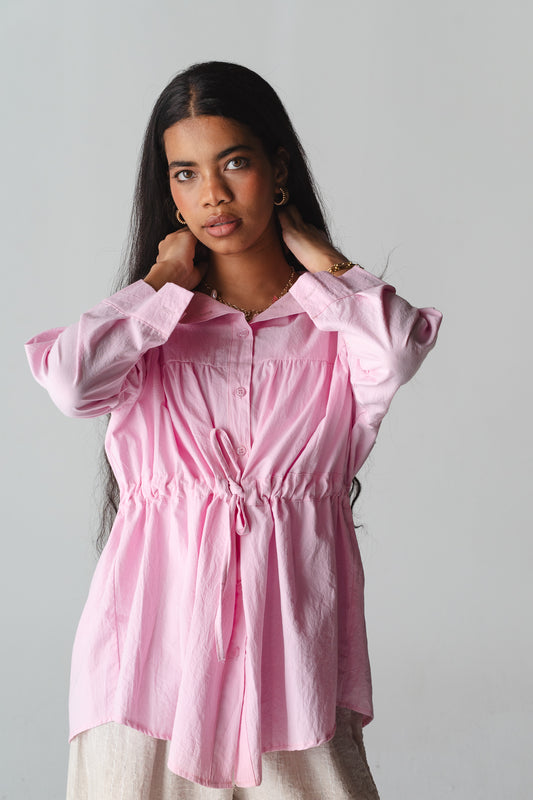 Tie-waist rose shirt