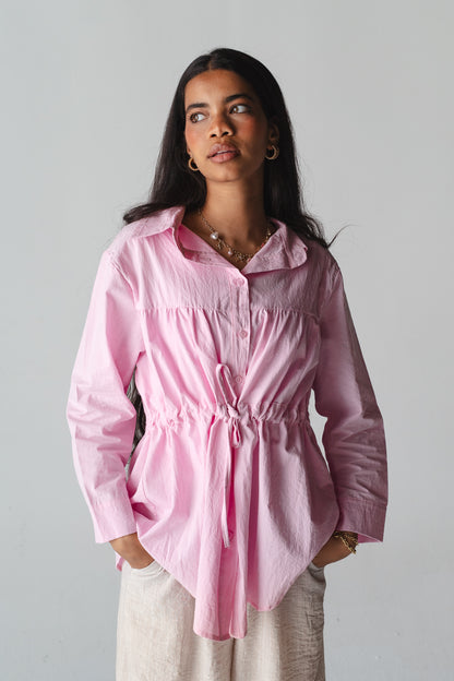 Tie-waist rose shirt