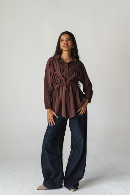 Tie-waist Brown shirt