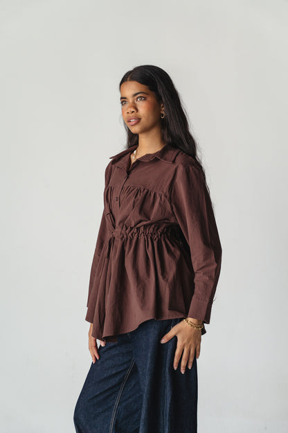 Tie-waist Brown shirt