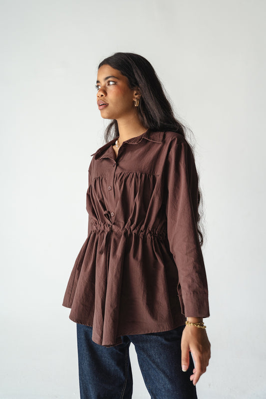 Tie-waist Brown shirt
