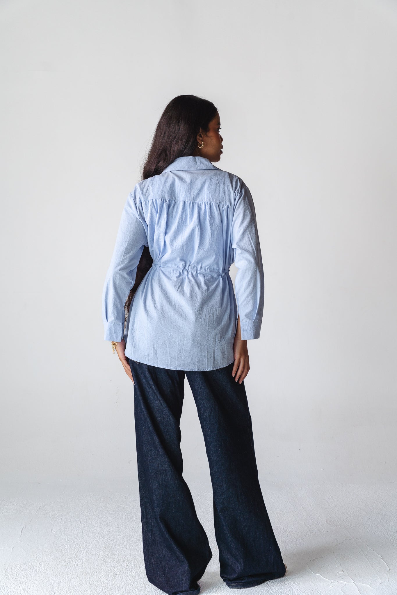 Tie-waist Baby blue shirt