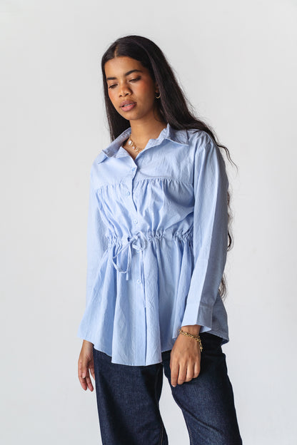 Tie-waist Baby blue shirt