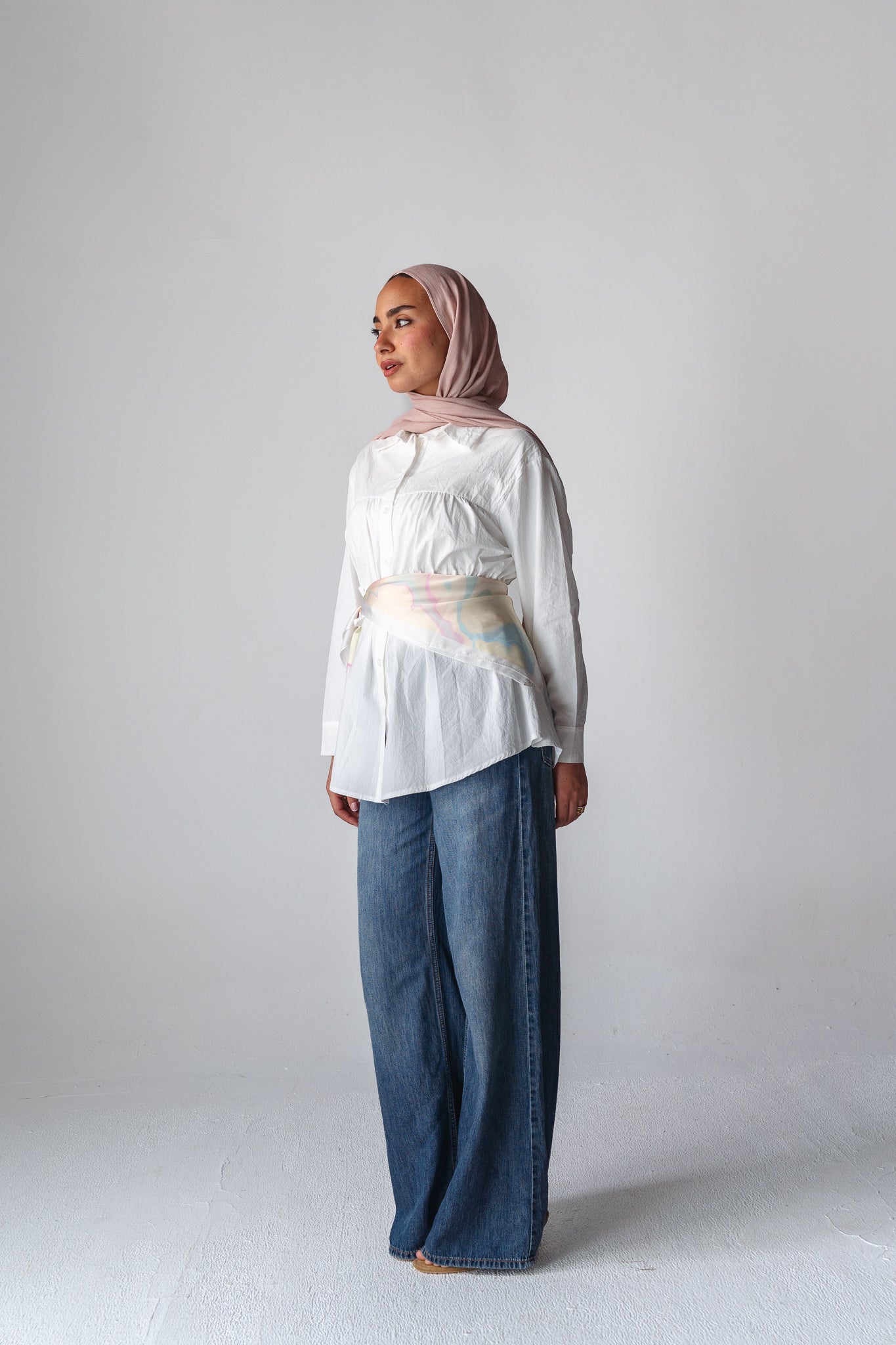 Tie-waist white shirt
