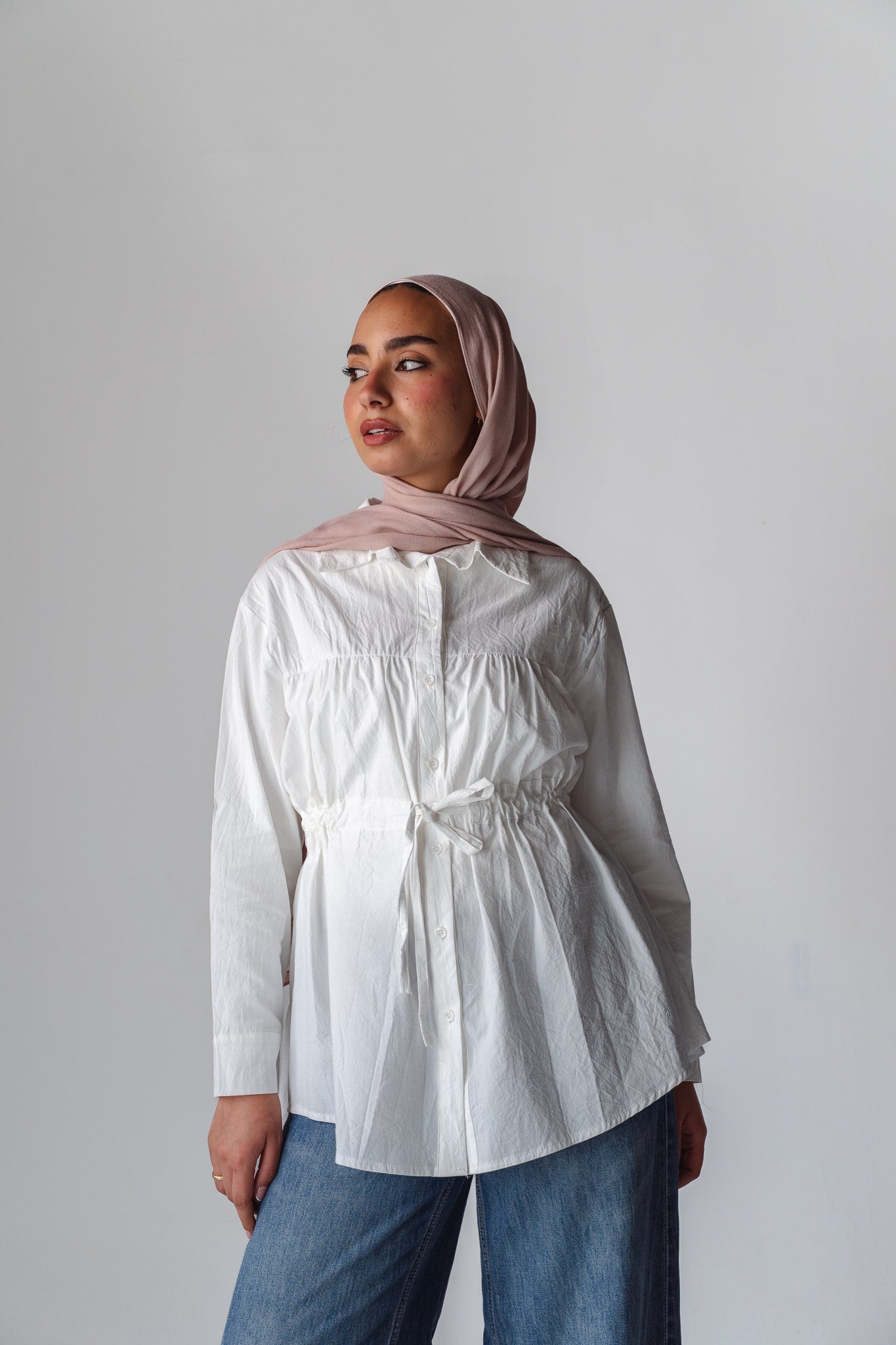 Tie-waist white shirt