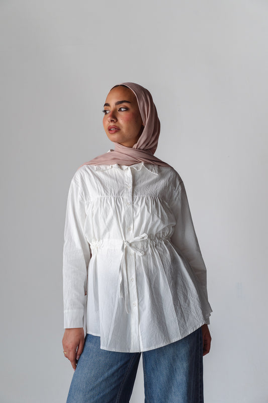 Tie-waist white shirt