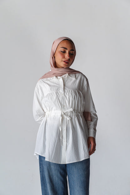 Tie-waist white shirt