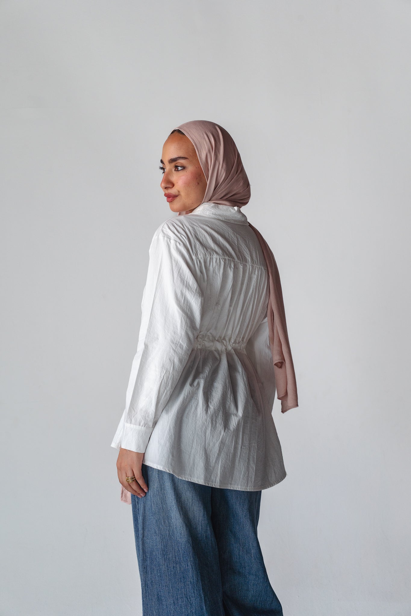 Tie-waist white shirt