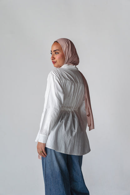 Tie-waist white shirt