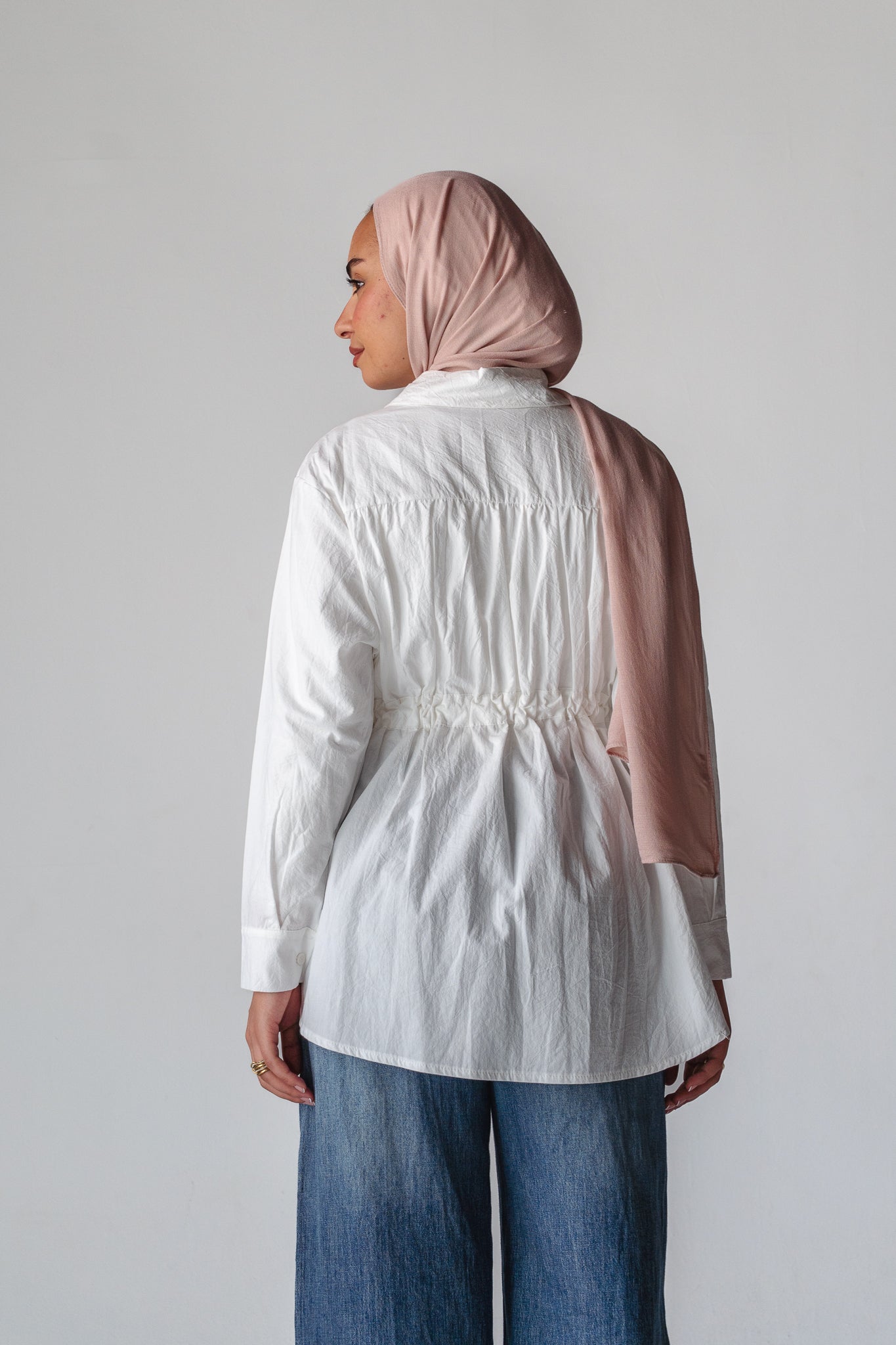 Tie-waist white shirt