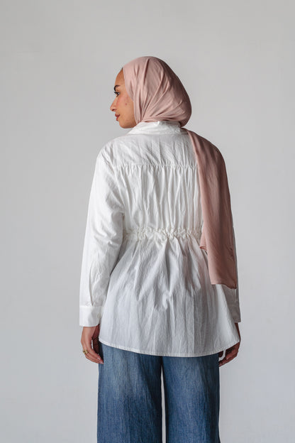 Tie-waist white shirt