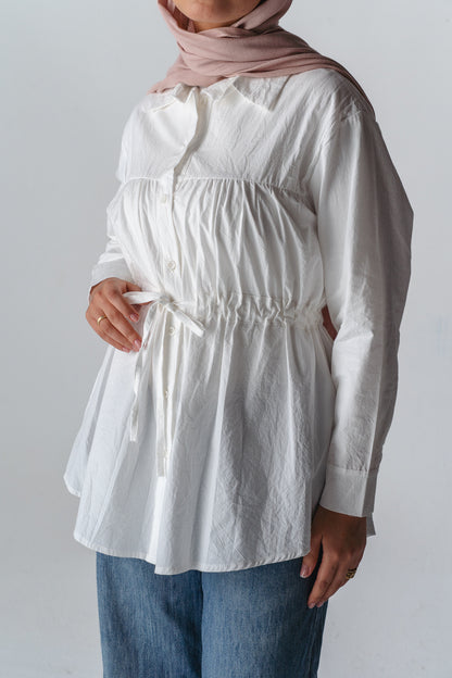 Tie-waist white shirt