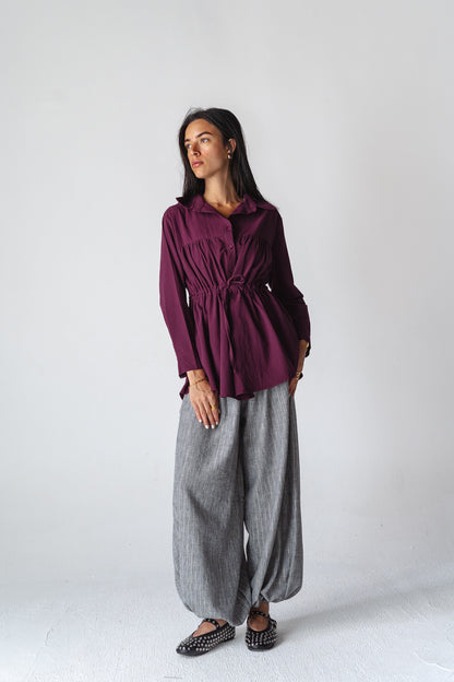 Tie-waist Burgundy shirt