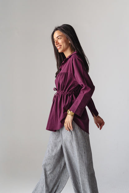 Tie-waist Burgundy shirt