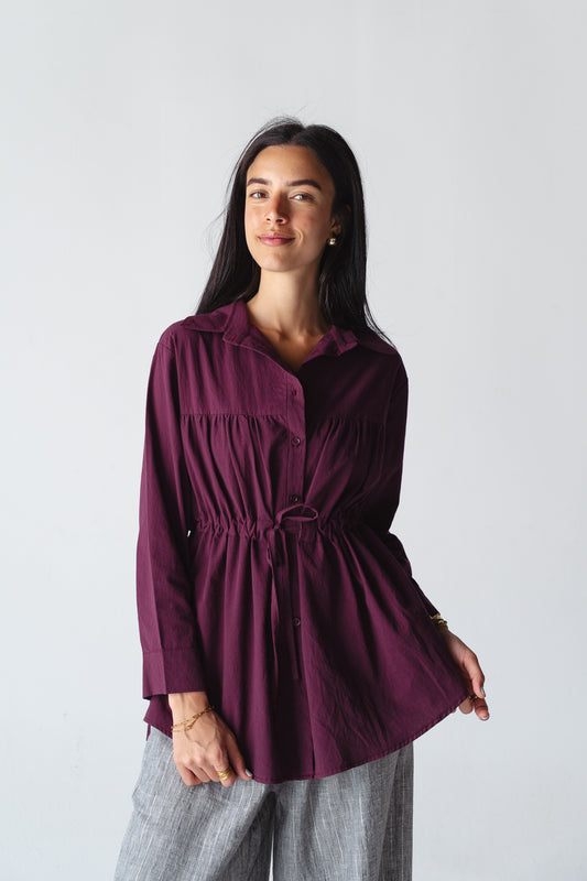 Tie-waist Burgundy shirt