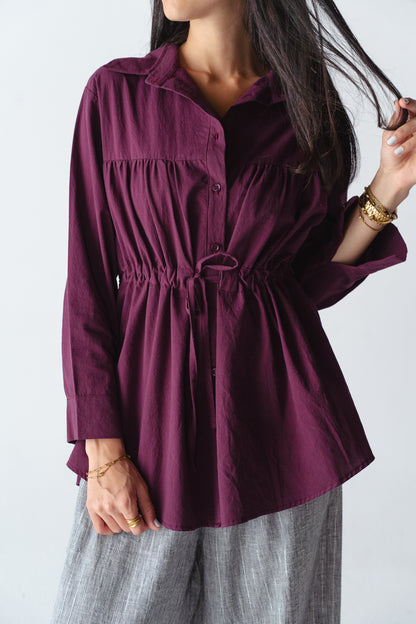 Tie-waist Burgundy shirt