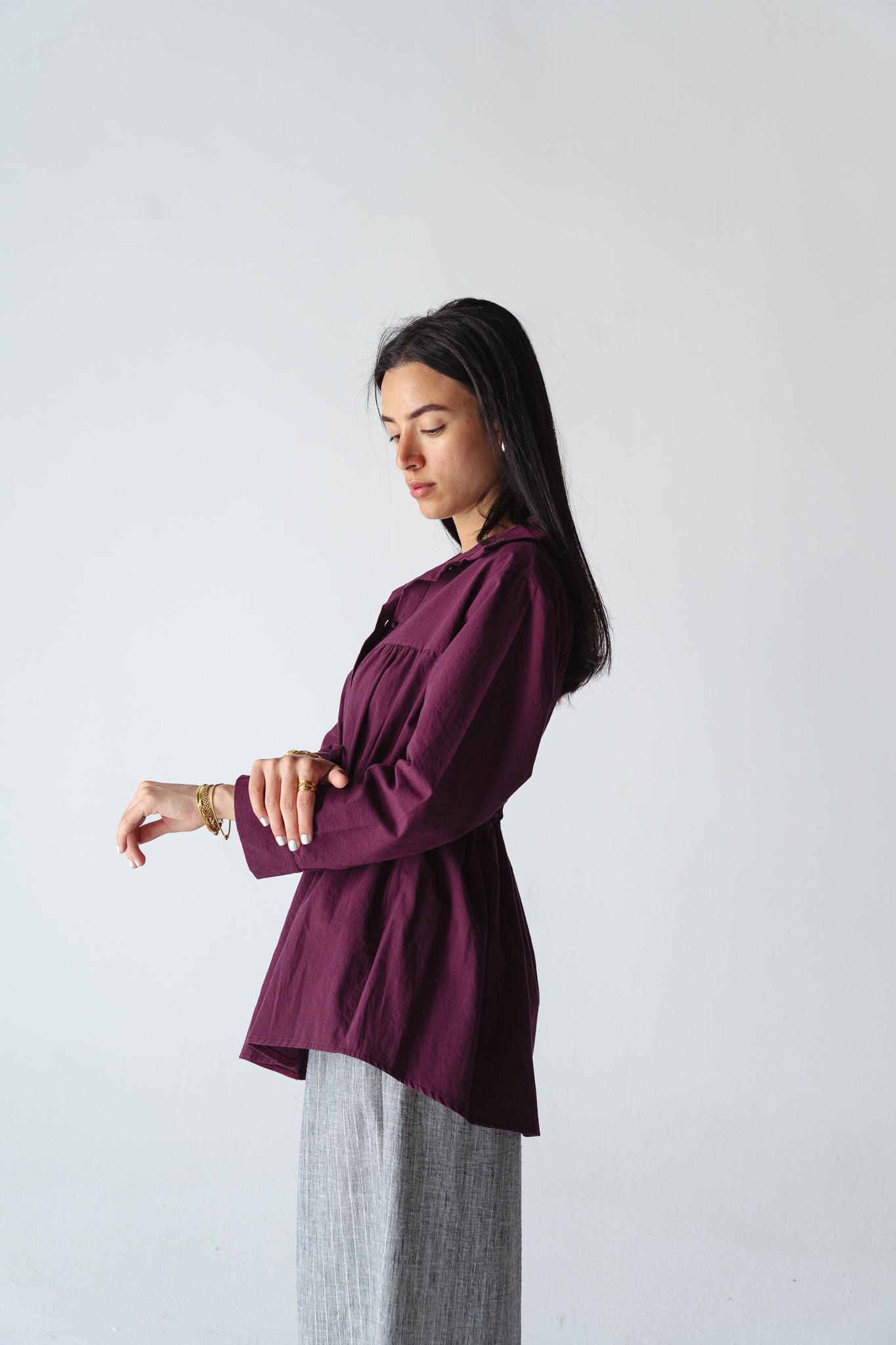 Tie-waist Burgundy shirt