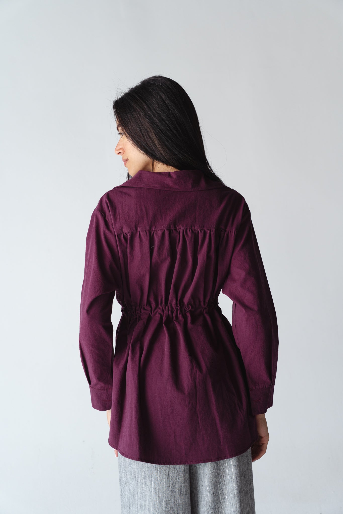 Tie-waist Burgundy shirt