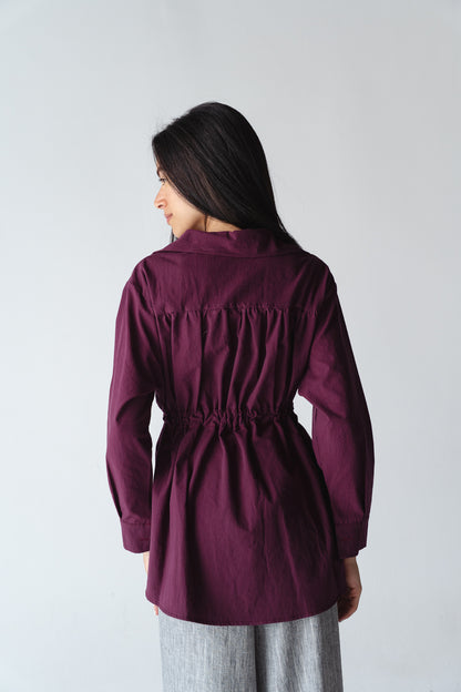 Tie-waist Burgundy shirt