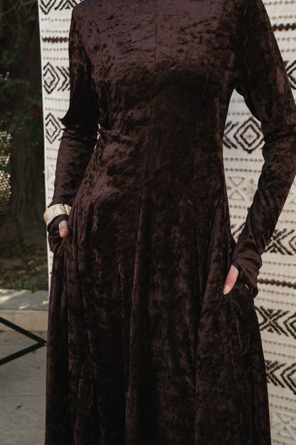 Aura Velvet Brown Dress