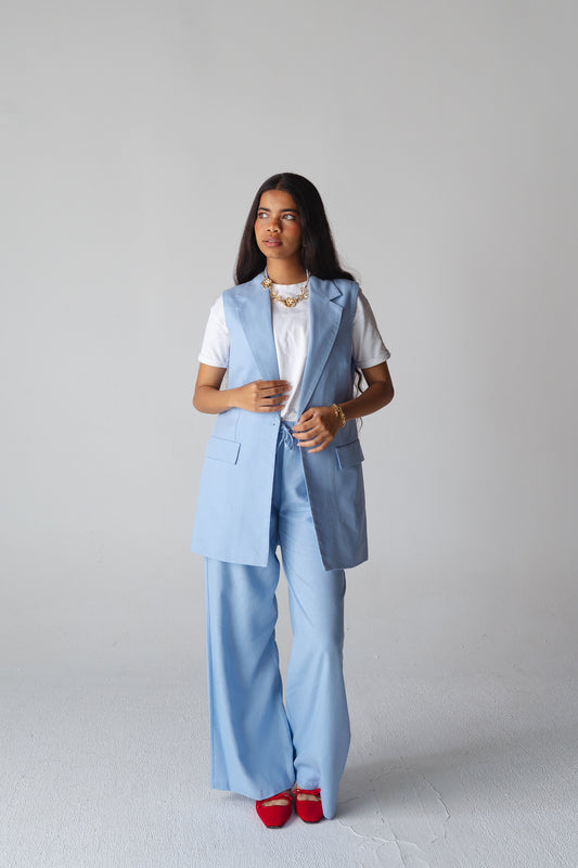 Statement baby blue linen set
