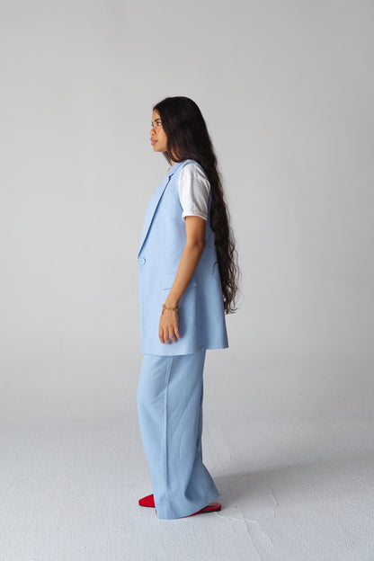 Statement baby blue linen set