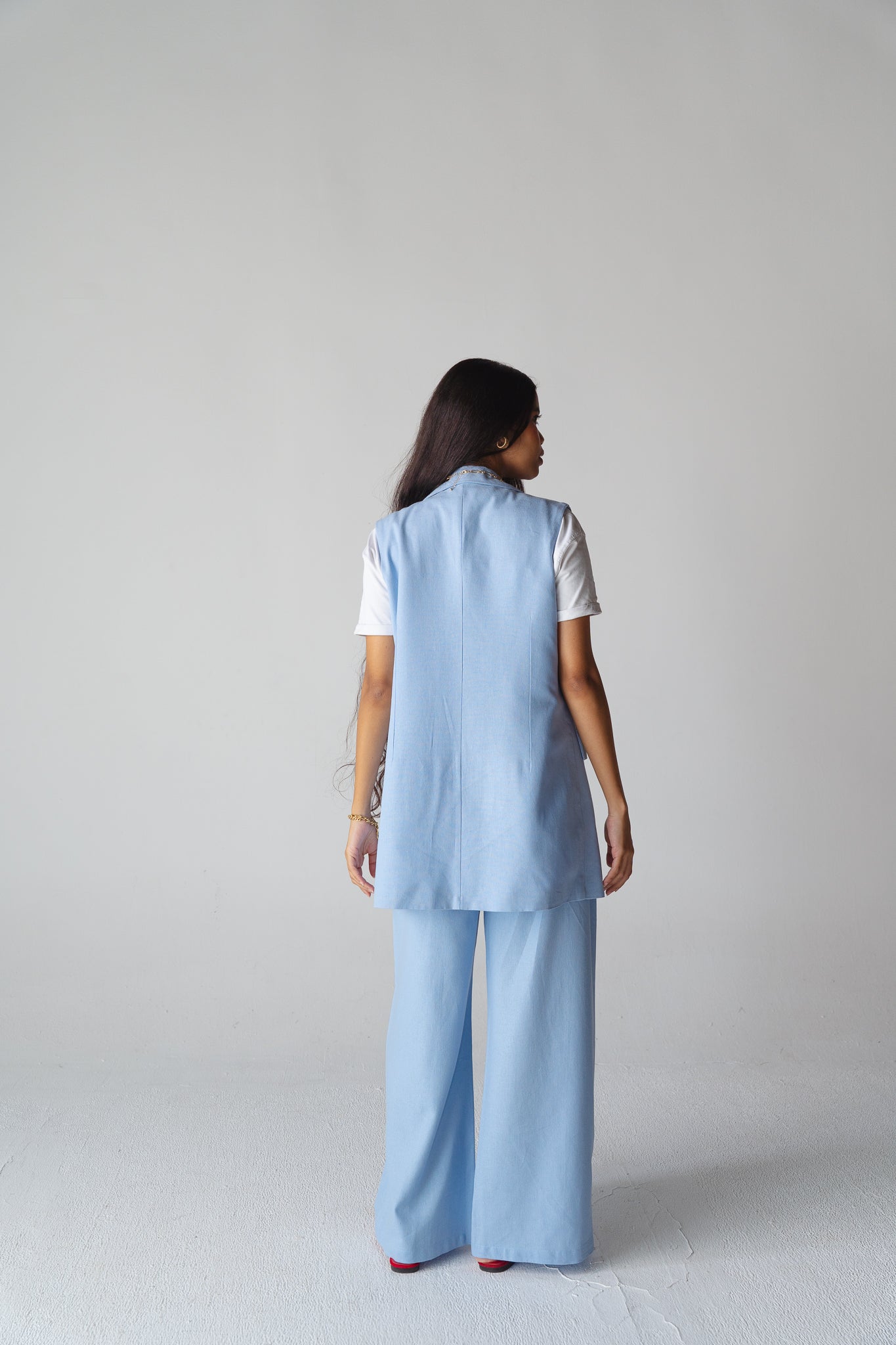 Statement baby blue linen set