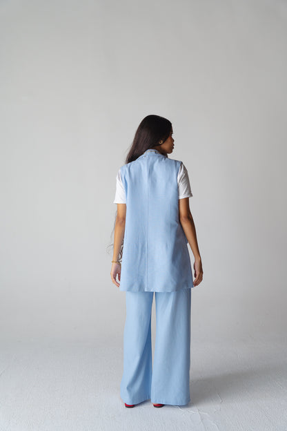 Statement baby blue linen set