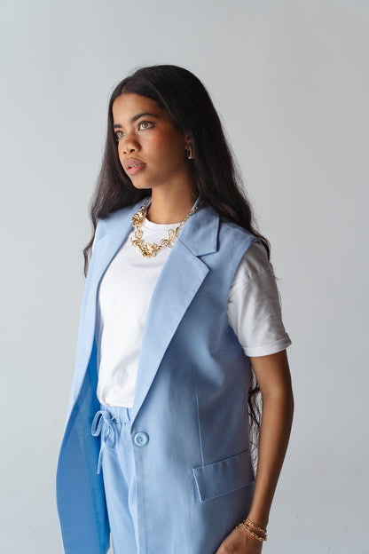 Statement baby blue linen set