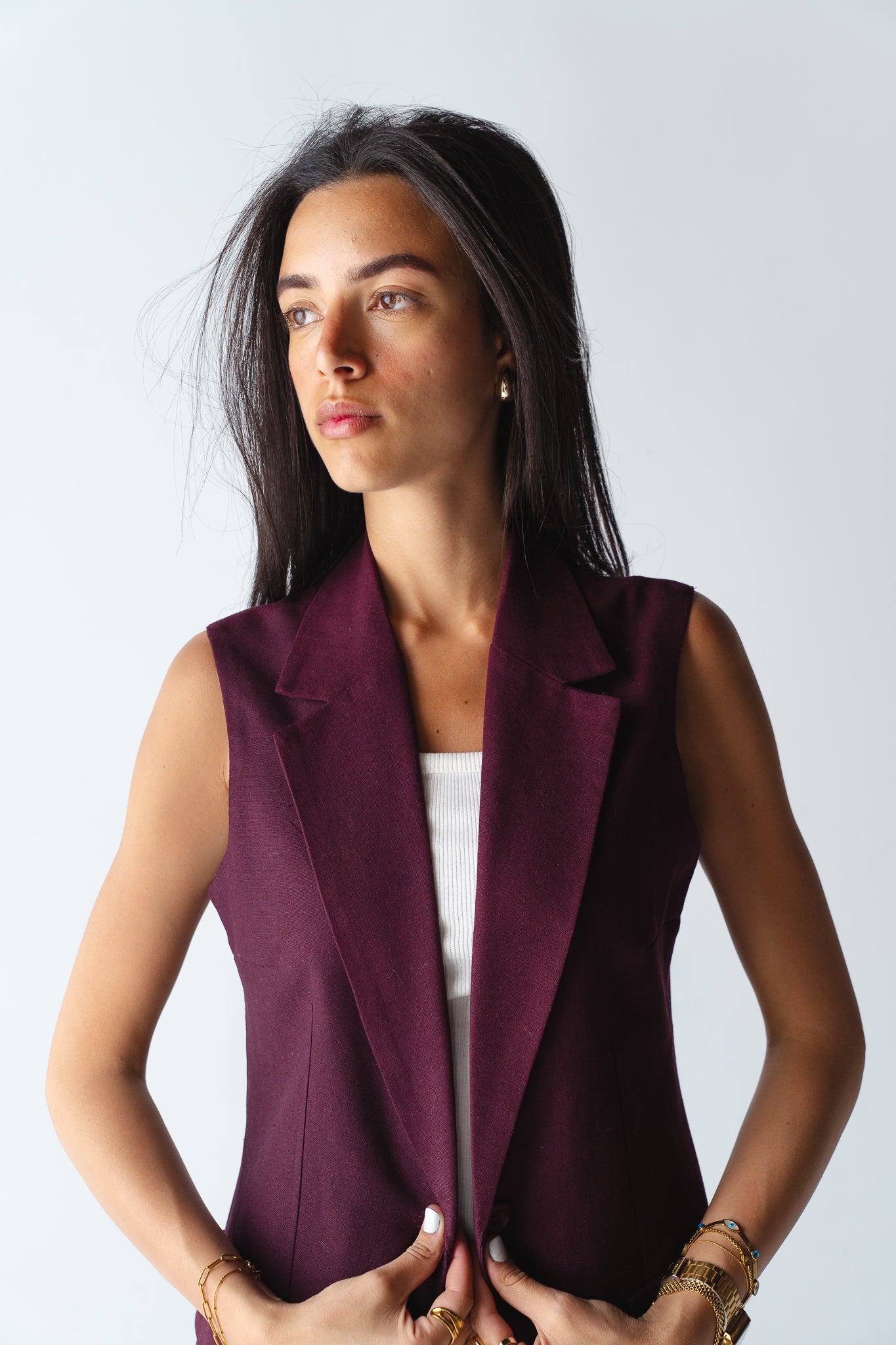 Statement burgundy linen set