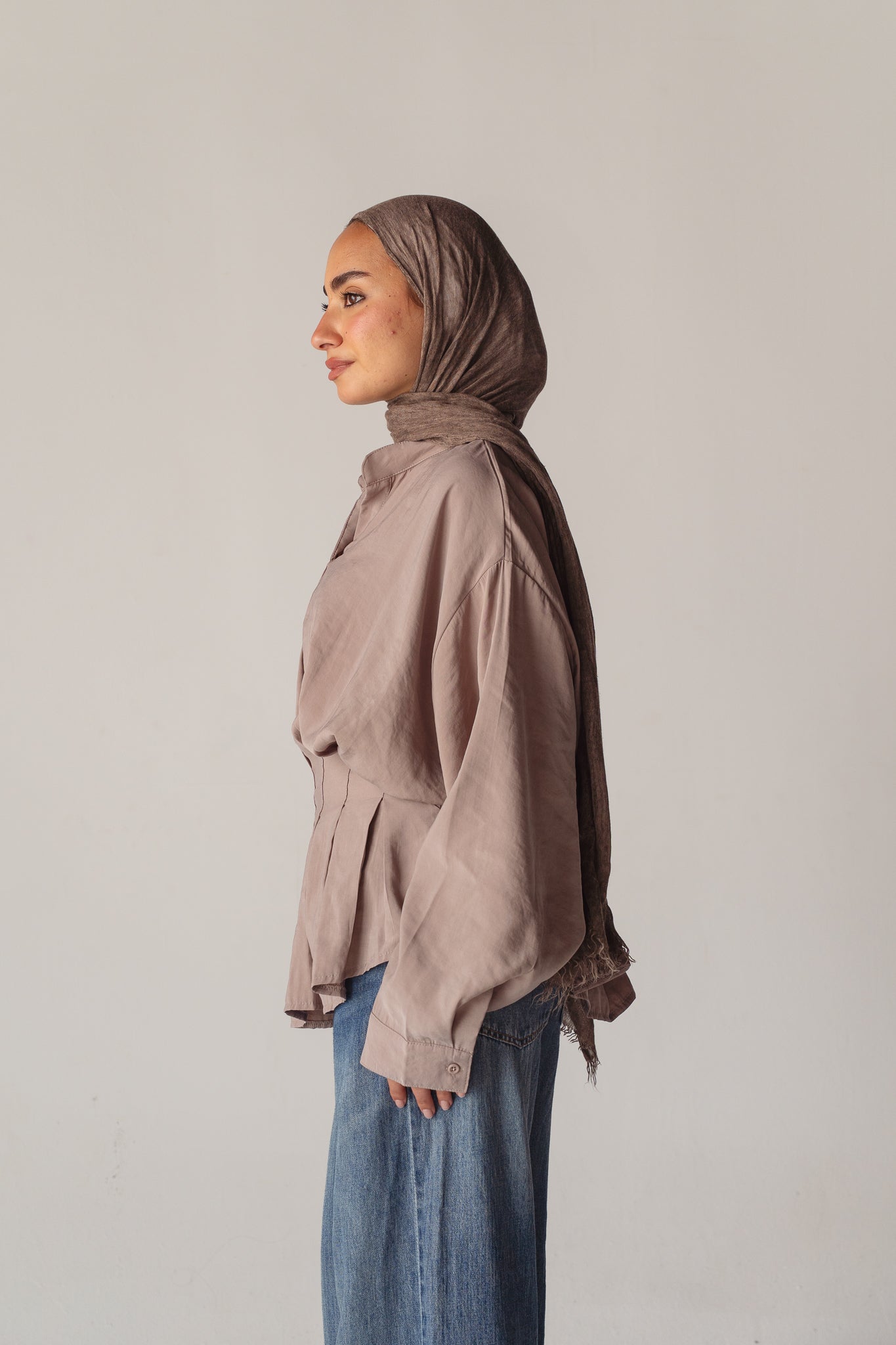 Leen Peplum Beige Blouse