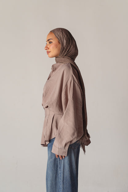 Leen Peplum Beige Blouse