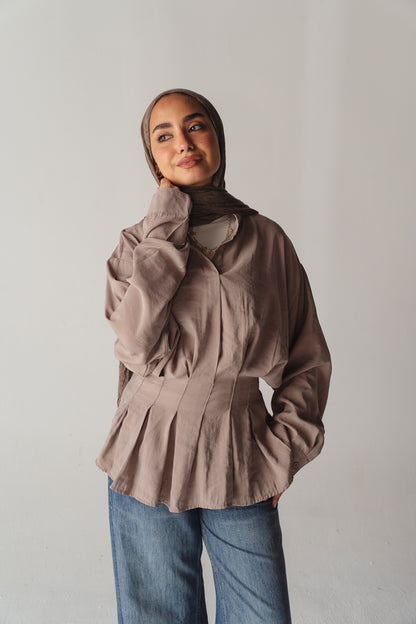 Leen Peplum Beige Blouse
